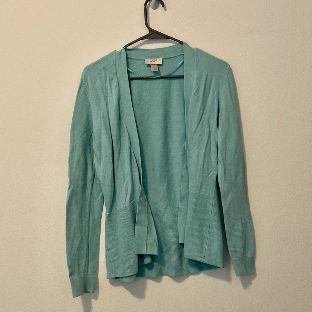 Light blue LOFT cardigan sweater
